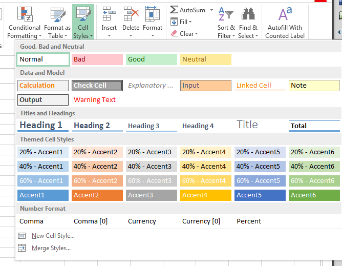 Excel Cell Styles Gallery