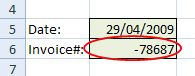 Example of an invalid value that has been circled.