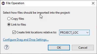 Figure 7: Add external file links to Eclipse
