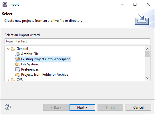 Figure 5: Import existing projects