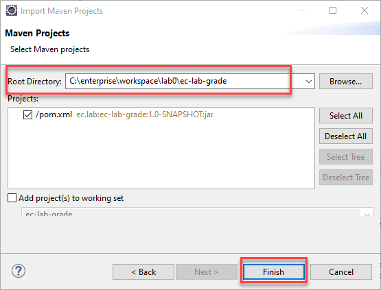 Figure 11: Import Maven project into Eclipse