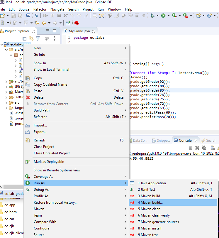 Figure 14: Run Maven command in eclipse